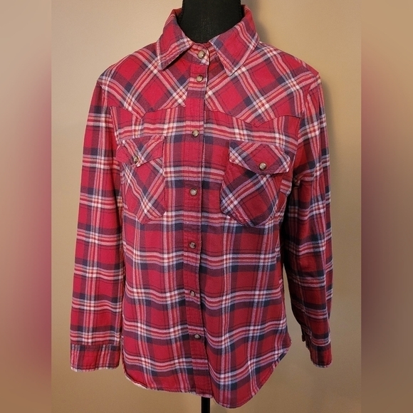 JACHS GIRLFRIEND Red Plaid Shacket, Snap-down, Size Small - Picture 1 of 11